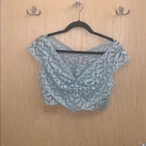 blue lace Free People “intimately” crop top